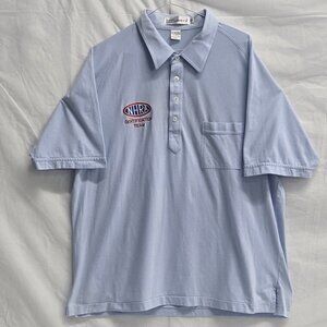 Vintage Winston NHRA Certification Team Polo Shirt Light Blue Size XXL